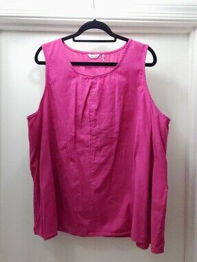 Dalin 3x Pink Linen Cotton Blend Women’s Sleeveless Scoop Neck Tank Top